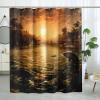 Witzest Fishing Trout Shower Curtain Hunting Fish Shower Curtains Country Lake Scenery Farmhouse Cabin Bathroom Decor Polyester Fabric-72" x 72" view 2