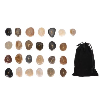 Miskall Rune Stones Set, 25pcs Unique Good Luck Engraved Rune Stones Divination Tools Lightweight Stones for Housewarming Meditation