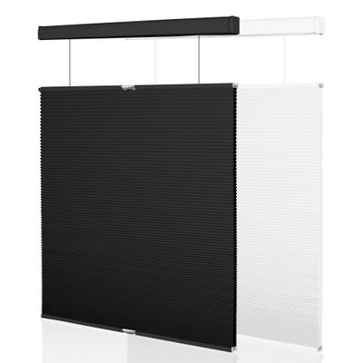 Sulugood Top Down Bottom Up Cellular Shades Light Filtering Honeycomb Blinds Easy Install Pull Down Cellular Blinds for Window.Black.73 W x 36" H
