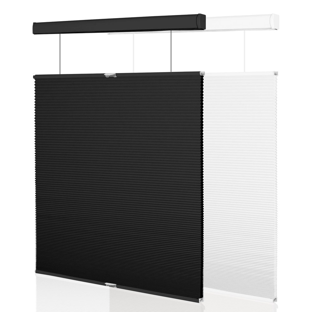 Sulugood Top Down Bottom Up Cellular Shades Light Filtering Honeycomb Blinds Easy Install Pull Down Cellular Blinds for Window.Black.73 W x 36" H