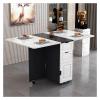 AMydio Folding Dining Table Folding Dining Table with 6 Casters, Drop Leaf Dining Table with Storage Shelves, Folding Kitchen Table for Small Apartments with Storage (Color : Black+White) view 1