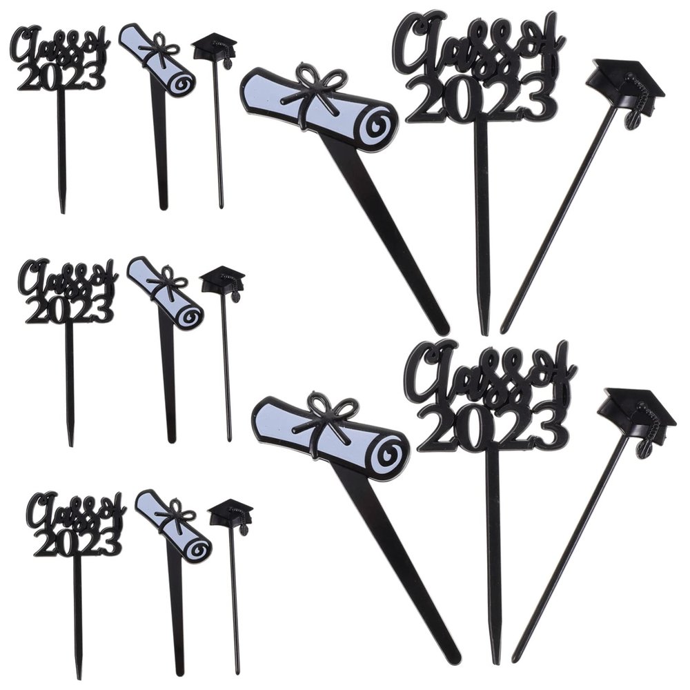 VICASKY 30pcs Graduation Cake Toppers Food-grade Decorative Picks for Graduation Parties Smooth Finish Design for Celebrations and Gatherings