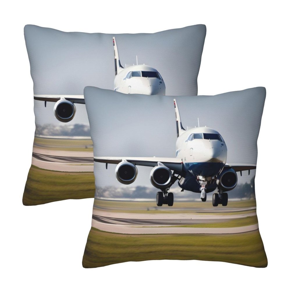 ZISHAK Airplane in Flight Comfortable and Stylish Versatile Square Throw Pillow Covers,Perfect for Sofa,Car Seat