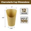 CAMKYDE 100 Pcs Charcuterie Cups (12oz) + 100pk Deli Paper (12" X 12") view 2