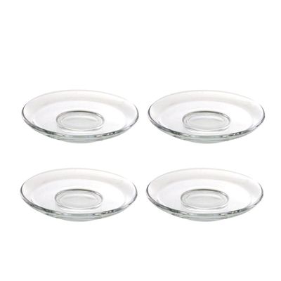 BESPORTBLE 4pcs Glass Saucer Coffee Mugs Tea Bag Coasters Stackable Dinner Plate Sauce Dish Cookie Plates Glass Plates for Espresso Cups Saucers Appetizer Dish Glass Tea Cups Candy Disc Snack