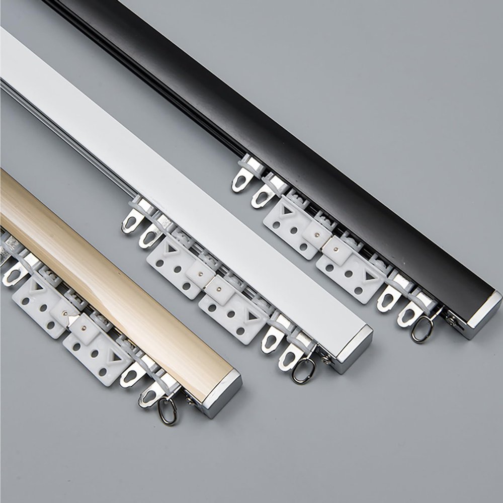 Aluminum Ceiling Curtain Track, 1m-5m/3.3ft-16.4ft, Ceiling Wall Mounted Heavy-duty Curtains Rails, Room Divider Curtain Rod, For Living Room Bedroom RV (Color : Black-Ceiling, Size : 5m(4 * 1.25m))