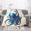 Blue and Purple Octopus Print Fleece Throw Size Blanket for Couch Sofa Or Bed, Soft Plush Flanne for All Seasons 50" X 60" view 2