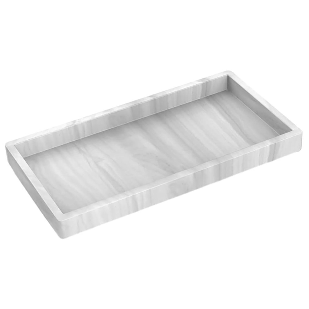 LABRIMP Silicone Marble Tray for Bathroom and Kitchen Counter Decorative Vanity Tray for Soap Dispenser Bathroom Organizer Kitchen Sink Tray Countertop Decor Candle Holder