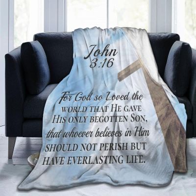 TAILORENCE Religious Bible Verse Christian Jesus John 3:16 Adult Fleece Blanket Throw Blanket for Birthday Christmas,Warm Sofa Movies Blanket for Bed Couch Living Room Blankets