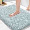 Yimobra Bathroom Rugs Non Slip Washable, Ultra Soft and Water Absorbent Bath Mats, Plush Fluffy Shower Mat Outside, Microfiber Thick Matts for Bathroom Floor/Sink, 24x17, Sky Light Blue and White view 1