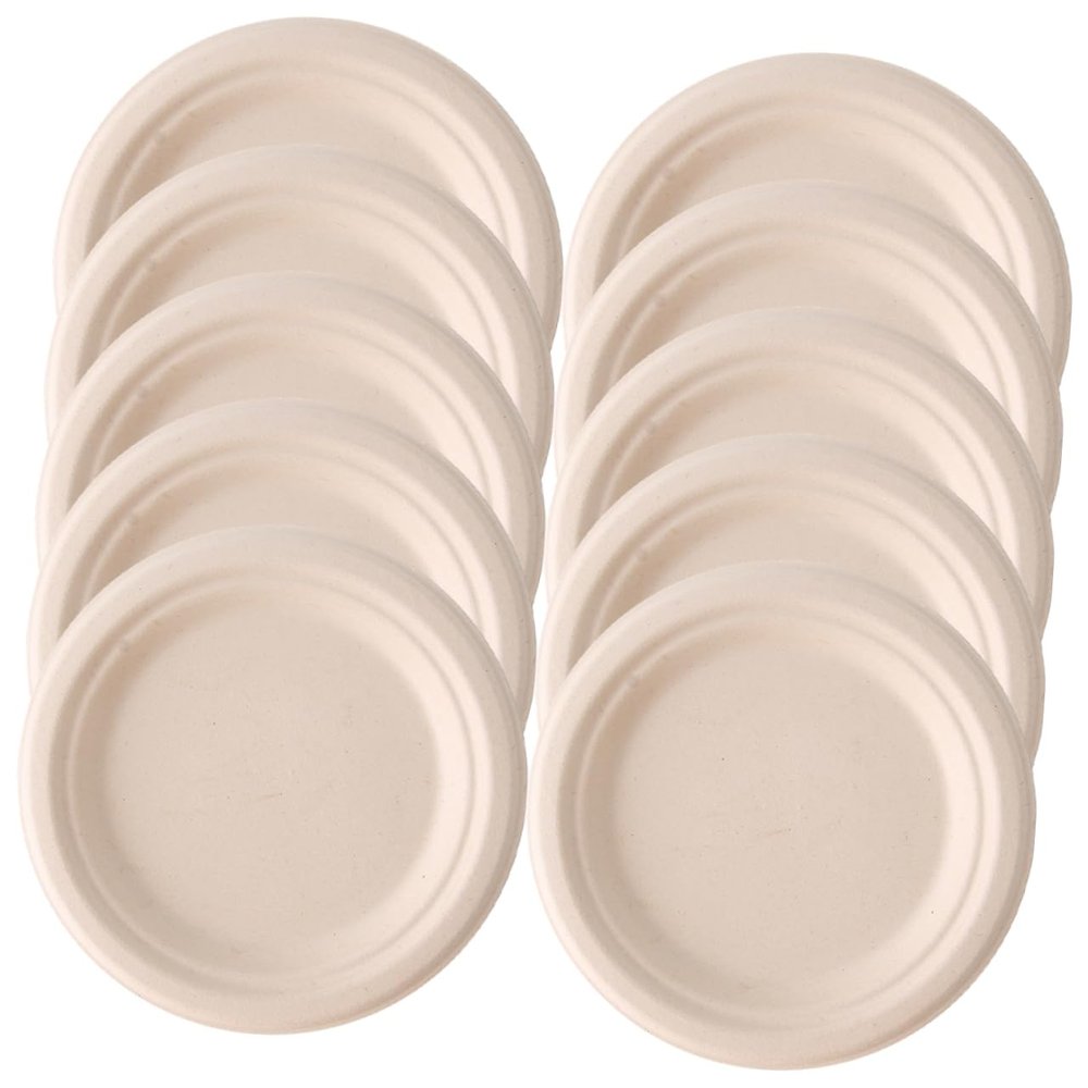 PRETYZOOM 50pcs Food-grade Paper Plates for Cakes Desserts Disposable Plates for Parties Gatherings Events Biodegradable Design