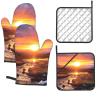 Oven Mitts and Pot Holders 4 pcs Set Oven Glove for Cooking Iceland Sunset Oven Mitt Heat Resistant Kitchen Oven Gloves and Hot Pads Non-Slip Cooking Gloves for Baking Kitchen Hot Pads for Grilling view 1