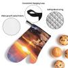 Oven Mitts and Pot Holders 4 pcs Set Oven Glove for Cooking Iceland Sunset Oven Mitt Heat Resistant Kitchen Oven Gloves and Hot Pads Non-Slip Cooking Gloves for Baking Kitchen Hot Pads for Grilling view 3
