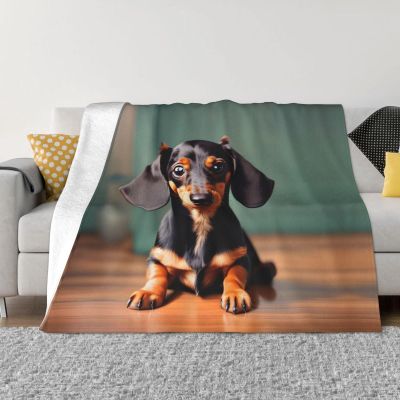 Cute Dachshund Duggee Print Fleece Throw Size Blanket for Couch Sofa Or Bed, Soft Plush Flanne for All Seasons 50" X 60"