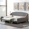 KLMM Classic Full Size Tufted Button Upholstered Daybed,Sofa Bed with Soft Backrest and Wood Slats,for Living Room Bedroom Use (Gray@Tufted, Full) view 4