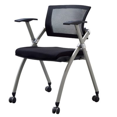 Desk Chairs Folding Office Chair Conference Room Chairs with Wheels, Learning Training Chair Home Office Desk Chairs Mesh Foldable Armchair Kitchen Chairs for Bedroom (Color : Black)