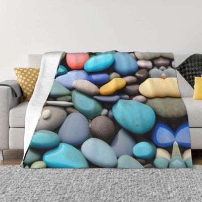 Colored Pebbles Print Fleece Throw Size Blanket for Couch Sofa Or Bed, Soft Plush Flanne for All Seasons 50" X 60"