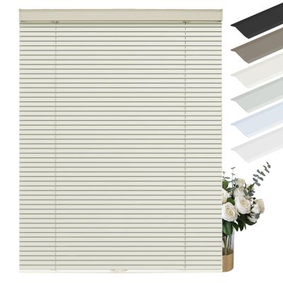 Sulugood Cordless Aluminum Mini Blinds for Windows 1" Room Darkening Metal Horizontal Window Blinds Venetian Light Adjust Window Shades for Home Office Door Beige,65" W x 39" H