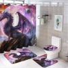 FBMLBRB Brebasf Fantasy Galaxy Dragon 4 Pcs Waterproof Shower Curtain Set,Rustic Outer Space Nebula Ancient Wildlife Purple Dragon with Waterproof Toilet Cover Shower Mat Rugs view 1