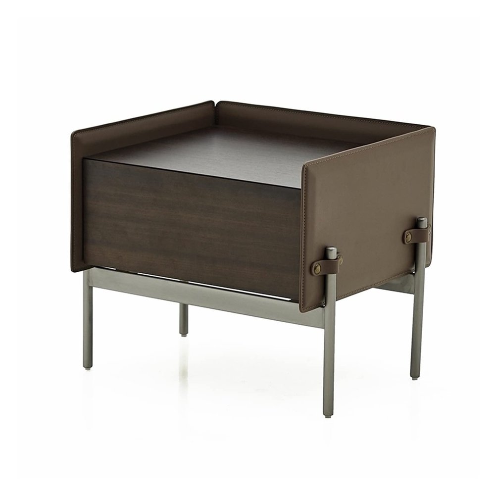 Nightstand Nordic Style Indoor Bedside Table Modern Minimalist Retro Saddle Leather Bedroom Bedside Table Storage Bedside Cabinet Bedside Table