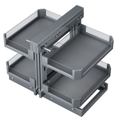 Kitchen Blind Corner Cabinet Pull Out Organizer, 2 Tier 4 Baskets Slide Out Blind Corner Shelf Soft Close for 21 Inch Opening for Cupboard,Right