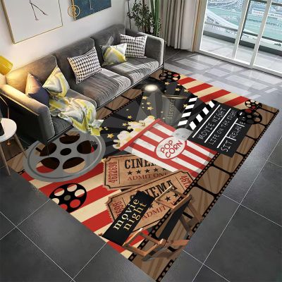 QUORIT Vintage Movie Area Rug, Home Theater Movie Theater Non Slip Living Room Rug, Easy Care Stain Resistant Carpet for Indoor Bedroom Office Decor Mat - 2 ft x 4 ft