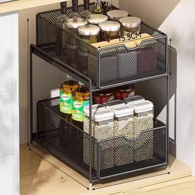 EMYJAY Under Sink Organizers and Storage, Pull Out Cabinet Organizer Multi-Purpose Under Sink Shelf Organizer with Sliding Storage Drawer (Color : Black)