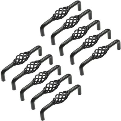 Drawer Knobs, Vintage Cupboard Handles,10PCS Vintage Black Bird Cage Spiral Shape Cabinet Knob Cupboard Drawer Pull Handle for Cupboard, Kitchen and Bathroom Cabinets, Closet,W ( Color : Black ( Color