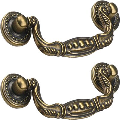 Drawer Knobs, Gold Brass Knobs Door Handle,Cupboard Handles,2pcs Antique Drawer Handles Pulls Wardrobe Drop Pull Drawer Handles Vintage Kitchen Cabinet Pull Bedroom Dresser Bronze(Hole Distance:78mm)