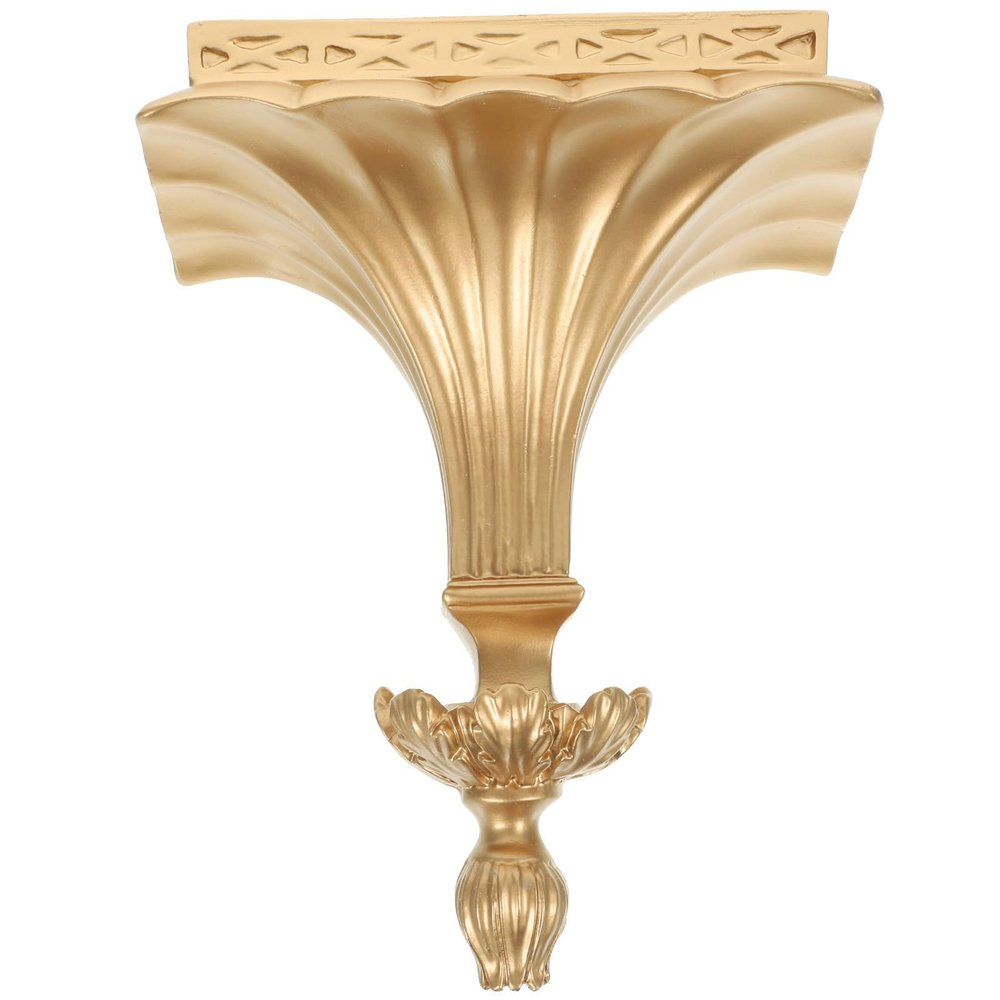 Cabilock Golden Resin Wall Mounted Floating Shelf for Living Room Decor, Small Storage Holder for Plants, Candles, Speakers, and Home Accessories