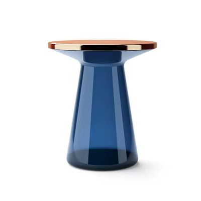 SYRIS Living Room Side Table Postmodern Sofa Side Table Living Room Glass Round Coffee Table Hotel Bedside Table Hong Kong Style Sofa Side Table Bedroom Side Table (Color : A, Size : S46cm)