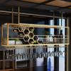 PCWLH Ceiling Mounted Wine Bottle Rack - Stylish Bar Liquor Shelves with Glass Holder - Organize Display in Home Bar, Dining Room, Kitchen view 1