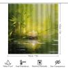 Dunmat Watercolor Bamboo Shower Curtain Sets with Rugs Toilet Lid Cover and Bath Mat Green Plants Rustic Candle Shower Curtains with 12 Hooks Waterproof 4 Piece Bathroom Decor Set view 2
