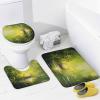 Dunmat Watercolor Bamboo Shower Curtain Sets with Rugs Toilet Lid Cover and Bath Mat Green Plants Rustic Candle Shower Curtains with 12 Hooks Waterproof 4 Piece Bathroom Decor Set view 4