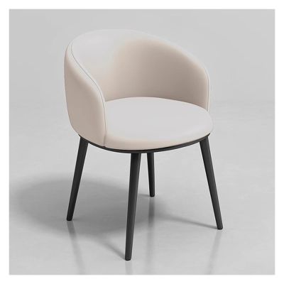 WIGSELBL Upholstered Accent Arm Chair Modern Dining Chair with Backrest and Metal Legs,Mid Century Modern Dining Room Chairs Faux Leather Club Guest Tub Chairs (Color : Cream)