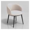 WIGSELBL Upholstered Accent Arm Chair Modern Dining Chair with Backrest and Metal Legs,Mid Century Modern Dining Room Chairs Faux Leather Club Guest Tub Chairs (Color : Cream) view 1