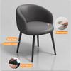 WIGSELBL Upholstered Accent Arm Chair Modern Dining Chair with Backrest and Metal Legs,Mid Century Modern Dining Room Chairs Faux Leather Club Guest Tub Chairs (Color : Cream) view 3