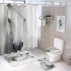 Rustic White Horse Shower Curtain 4 Piece Sets with Non-Slip Rugs,Toilet Lid Cover and Bath Mat Natural Handsome Animal Pictures Waterproof Shower Curtain with 12 Hooks Bathroom Set Home Decor view 1