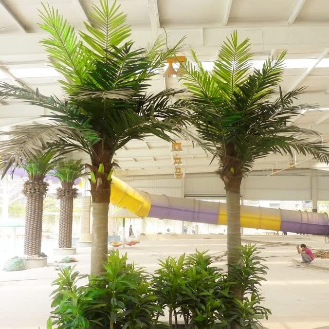ESRADA Shopping Mall Floor Plastic Green Plant Fake Tree Palm Tree Simulated Coconut Tree Interior Decoration Large Simulated Plant Potted Plant 1.8+2m