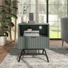 24/7 Shop at Home Quin 18-inch Modern End Table with USB Ports and 3D Wave Panel Drawer, Open Storage Shelf Nightstand, Accent Furniture for Living Room, Bedroom, Guest Room, Sage Green view 2