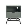 24/7 Shop at Home Quin 18-inch Modern End Table with USB Ports and 3D Wave Panel Drawer, Open Storage Shelf Nightstand, Accent Furniture for Living Room, Bedroom, Guest Room, Sage Green view 4