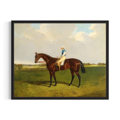 Horse Art Print for Home Decor, Vitange Horse Riding Walking Artwork Wall Art Painting Photo Picture, Antique Farmhouse Decor (Horse 1, 16x20 inches + (Black Frame))
