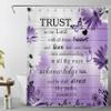 HVEST Farmhouse Floral Shower Curtain for Bathroom,Purple Daisy Flower and Butterfly Bible Verse on Farmhouse Wood Shower Curtain with Hooks,Nature Plant Bathroom Shower Curtain Set,72L X 60W inches view 1