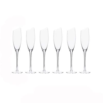 Champagne Flutes Creative Slanted Champagne Glasses 180ml Crystal Glass Sparkling Glasses Set of 6 Home Luxury Champagne Flute Cocktail Glass Set Champagne Glasses (Color : A)