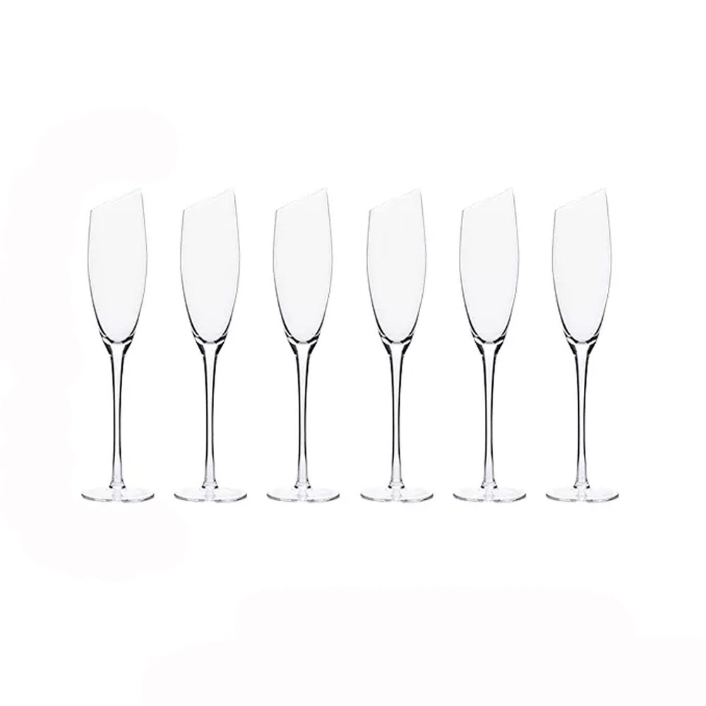 Champagne Flutes Creative Slanted Champagne Glasses 180ml Crystal Glass Sparkling Glasses Set of 6 Home Luxury Champagne Flute Cocktail Glass Set Champagne Glasses (Color : A)