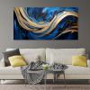 JGGXHM Blue gold foil abstract art A Large Modern Wall Art, Line Art, Home Decor, Drawing, Minimalist golden blue painting -(25x50cm) 10x20in internal frame view 2