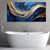 JGGXHM Blue gold foil abstract art A Large Modern Wall Art, Line Art, Home Decor, Drawing, Minimalist golden blue painting -(25x50cm) 10x20in internal frame view 3