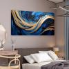 JGGXHM Blue gold foil abstract art A Large Modern Wall Art, Line Art, Home Decor, Drawing, Minimalist golden blue painting -(25x50cm) 10x20in internal frame view 4