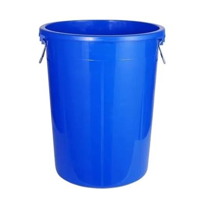 Outdoor Trash Can 50/60/100/160/280L Trash Can, Large-capacity Commercial Garbage Can with Lid, Household Kitchen Thickened Trash Can Round Industrial Garbage Can Outdoor Waste Bins ( Color : Blue wit