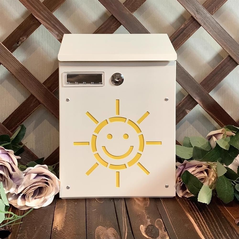CHIPEL Lockable Outdoor Indoor Single-Family House Mail Manager, Cartoon Wall-Mounted Galvanized Iron Mail Box,Rainproof Dean's Suggestion Box-Suitable for Hospital and Kindergarten (Color : A)